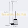 Standing toilet brush and toilet paper holder in chrome and black with small shelf 66.5 x 20 x 13.5 cm