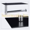 Standing toilet brush and toilet paper holder in chrome and black with small shelf 66.5 x 20 x 13.5 cm