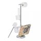 Standing toilet brush and toilet paper holder with magazine holder and spare roll holder chrome 69 x 30 x 22 cm