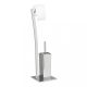 Standing toilet brush and toilet paper holder with decorative design stainless steel 71 x 20 x 20 cm