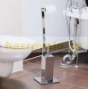 Standing toilet brush and toilet paper holder with decorative design stainless steel 71 x 20 x 20 cm