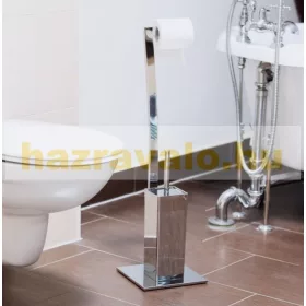   Álló WC kefe és WC papír tartó dekoratív kialakítású rozsdamentes acél 71 x 20 x 20 cm