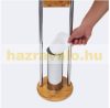 Standing toilet brush and toilet paper holder stainless steel and bamboo 