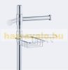 Modern toilet brush and toilet paper holder with small shelf, spare roll holder chrome. All elements of the stand can be rotated 360​​°