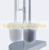 Modern toilet brush and toilet paper holder with small shelf, spare roll holder chrome. All elements of the stand can be rotated 360​​°