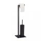 Modern toilet brush and toilet paper holder matt black 72.5 x 20 x 20 cm