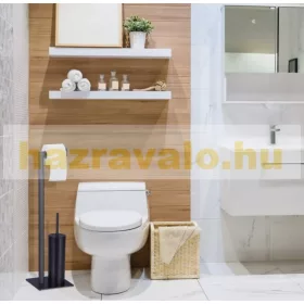   Modern WC kefe és WC papír tartó matt fekete 72,5 x 20 x 20 cm