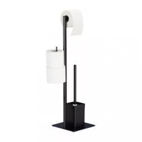   Álló WC kefe és WC papír tartó matt fekete 72 x 25 x 20 cm