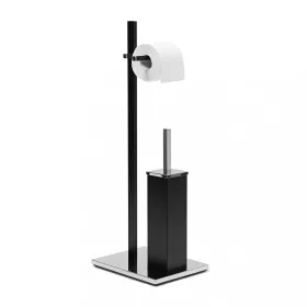   Modern WC kefe és WC papír tartó matt fekete minimalista stílusú 73 x 21,5 x 27,5 cm