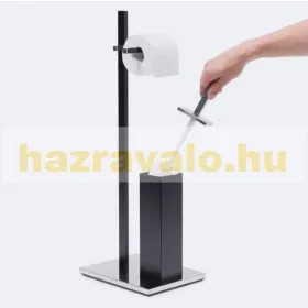   Modern WC kefe és WC papír tartó matt fekete minimalista stílusú 73 x 21,5 x 27,5 cm