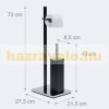 Modern toilet brush and toilet paper holder matt black minimalist style 73 x 21.5 x 27.5 cm