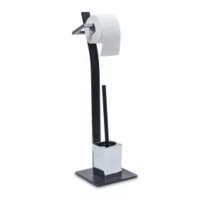   Modern WC kefe és WC papír tartó ívelt forma, acél antracit