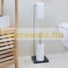 Luxury toilet brush and toilet paper holder with dark marble base 74 x 20 x 20 cm