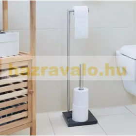  Luxus WC kefe és WC papír tartó sötét márványból készült alappal 74 x 20 x 20 cm