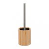 Bamboo toilet brush holder with silicone brush and stainless handle