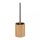 Bamboo toilet brush holder with silicone brush and stainless handle