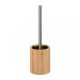 Bamboo toilet brush holder with silicone brush and stainless handle