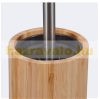 Bamboo toilet brush holder with silicone brush and stainless handle