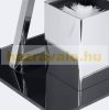 Modern toilet brush and toilet paper holder made of Z-shaped chromed metal, tempered black glass and plastic