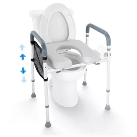   WC-ülőke emelő univerzális WC magasító 7 fokozatban állítható magasság, puha párnázott ülőfelülettel, 158,7 kg teherbírás
