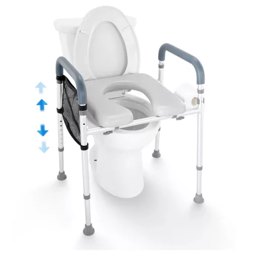 WC-ülőke emelő univerzális WC magasító 7 fokozatban állítható magasság, puha párnázott ülőfelülettel, 158,7 kg teherbírás