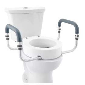   WC-ülőke magasító kapaszkodóval 8,9 cm emelés, 136 kg teherbírás, alumínium karfás toalettmagasító kerek WC-hez