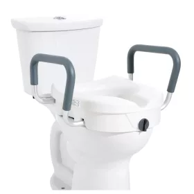   WC-magasító kapaszkodóval 12,7 cm emelés, 158,7 kg teherbírás, állítható karfás WC magasító, kerek és ovális WC-hez