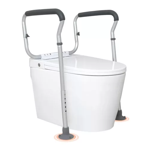 WC-ülőke emelő karfákkal, állítható 45-55 cm / 67-77 cm, 136 kg teherbírású WC kapaszkodó