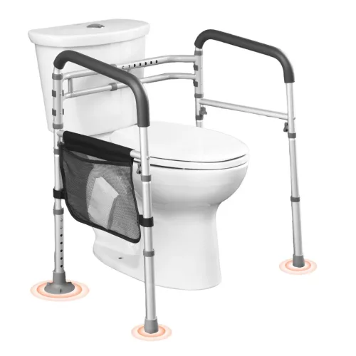 WC biztonsági kapaszkodó, felállást segítő keret állítható szélesség és magasság, 136 kg teherbírással