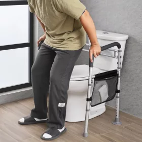   WC biztonsági kapaszkodó, felállást segítő keret állítható szélesség és magasság, 136 kg teherbírással