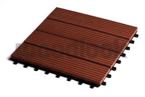 WPC tile floor tile cassette parquet 30x30 cm Wood effect dark brown mahogany covering.  Matt, non-slip surface. Piece price!