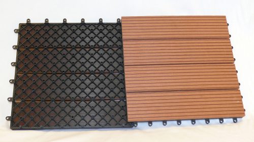 WPC tile floor tile cassette parquet 30x30 cm Wood-effect brown Merbau covering.  Matt, non-slip surface. Piece price!