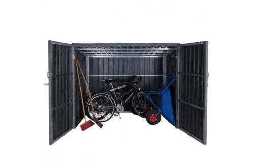 WPC kerékpár garázs szerszámos kisház, zárható kerékpár tároló 4 bicikli számára 172x213x160 cm antracit