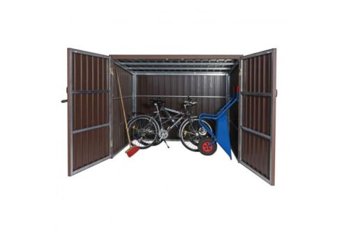 WPC kerékpár garázs szerszámos kisház, zárható kerékpár tároló 4 bicikli számára 172x213x160 cm barna 