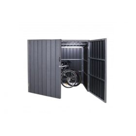  WPC kerékpár garázs szerszámos kisház, zárható kerékpár tároló 2 bicikli számára 172x213x112 cm szürke