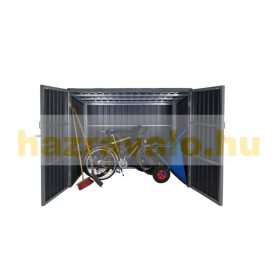   WPC kerékpár garázs szerszámos kisház, zárható kerékpár tároló 2 bicikli számára 172x213x112 cm szürke