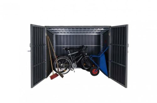 WPC kerékpár garázs szerszámos kisház, zárható kerékpár tároló 4 bicikli számára 172x213x160 cm szürke