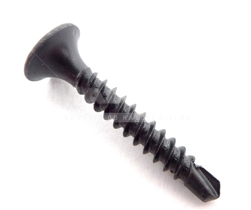 WPC floor plate fixing screw in size 4x18 mm in standard black color. WoodLook