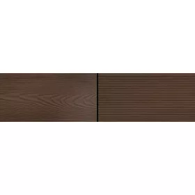 WPC padlólap 4 méteres szál 150x20x4000 mm Fahatású kétoldalas sötétbarna Mahagóni burkolat. 