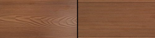 WPC floor board m2 square meter price Wood-effect double-sided brown Merbau covering. Woodlook Premium non-slip surface.