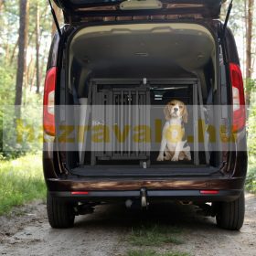   XL kutya hordozó dupla kisállat ketrec alumínium hordozható 2 kutya számára Dogbox válaszfallal 