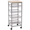 Steel kitchen trolley serving trolley, party trolley with baskets 36.5x36.5x89 cm