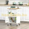 Serving trolley bamboo rolling trolley kitchen trolley with drawer and basket white 58x37x83 cm