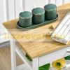 Serving trolley bamboo rolling trolley kitchen trolley with drawer and basket white 58x37x83 cm