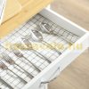 Serving trolley bamboo rolling trolley kitchen trolley with drawer and basket white 58x37x83 cm