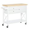 Kitchen trolley serving trolley with 2 drawers white 108x45x89 cm