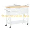 Kitchen trolley serving trolley with 2 drawers white 108x45x89 cm