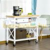 Kitchen trolley serving trolley with 2 drawers white 108x45x89 cm