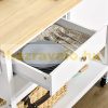 Kitchen trolley serving trolley with 2 drawers white 108x45x89 cm