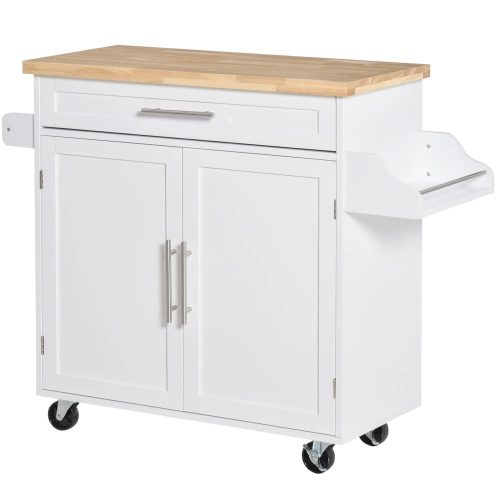 Kitchen trolley serving trolley on wheels, party trolley with adjustable height shelves white 109x40x89 cm